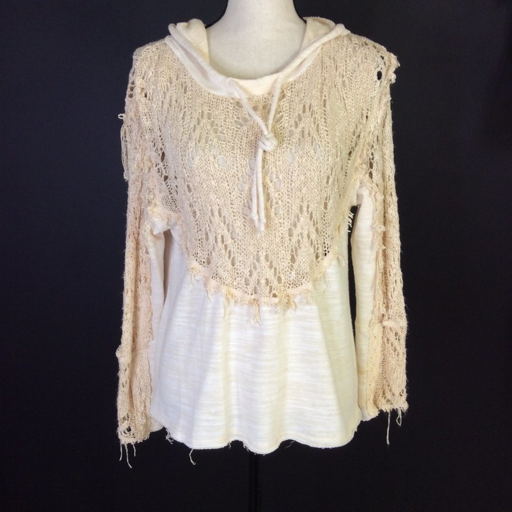 WEST Coast By T&S Womens Top Size XL Beige Hooded - Picture 2 of 12